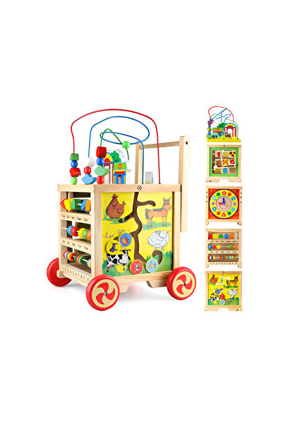 OEM 5-in-1 Wooden Walker with Activity Center | Montessori Toy