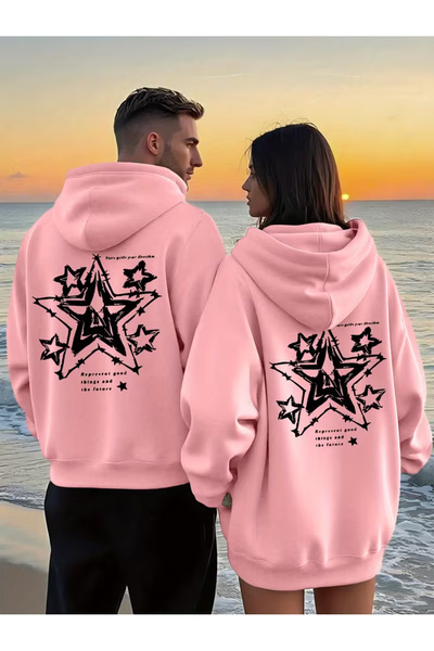 NEVERMIND Hanorac cu imprimeu cu model de stele – Set de 2 Sweatshirt supradi...