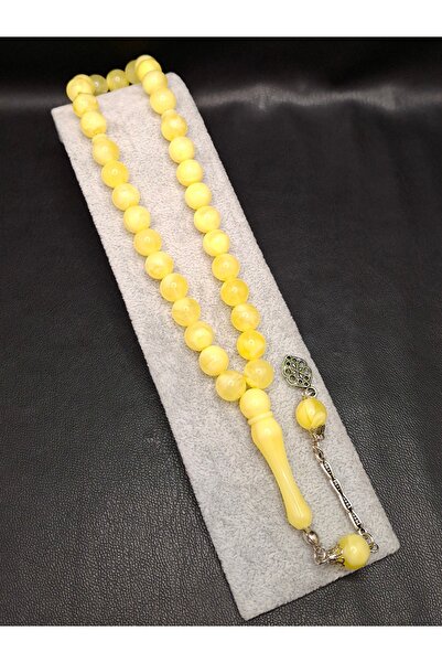 Han Ticarethane سبحة من حجر الكهرمان البقعي بقطع كروي مميز على شكل قطرة بيرفيك