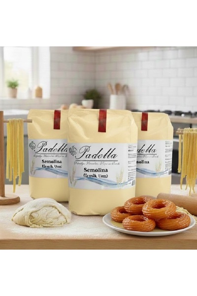 Padella Semolina Sarı Irmik Unu Makarna Pizza Tatlı Yapımına Uygun %100 Doğal Özel Üretim 500 Gr x3 Adet