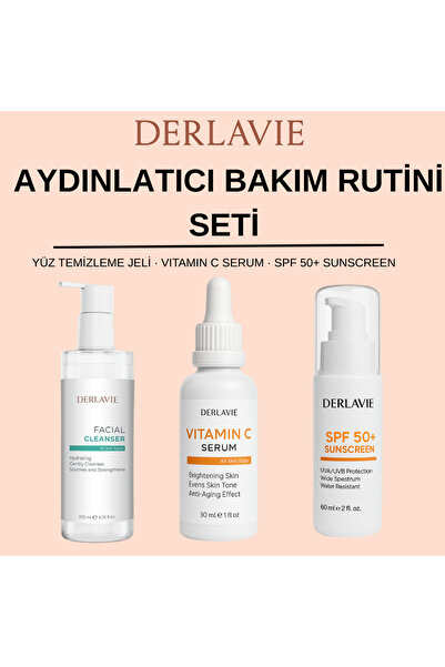 Derlavie Aydınlatıcı Bakım Rutini 3’lü Set | Yüz Temizleme Jeli + Vitamin C S...