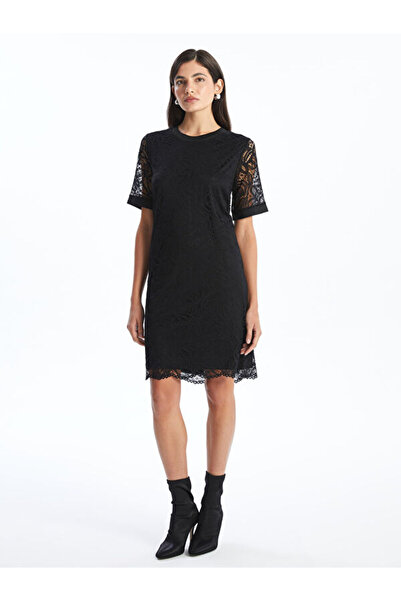 LC Waikiki فستان الدانتيل الرقبة طاقم الرقبة