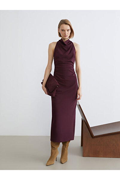 LC Waikiki Flowy Roba Collar Gathered Crepe Dress for Style Enthusiasts from ...