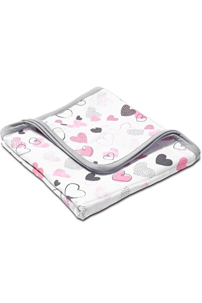 Kidizi Διπλό Κουβέρτα από μουσελίνα XXL 110x110 εκ. Ροζ καρδιές, 100% Βαμβάκι