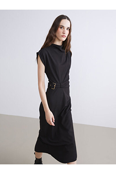 LC Waikiki Rmz Gi̇yi̇m Farkiyla Straight Roba Collar Gathered Dress