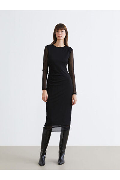 LC Waikiki Quality Pieces from Çelebi Store Oval Neck Gathered Bodycon Dress