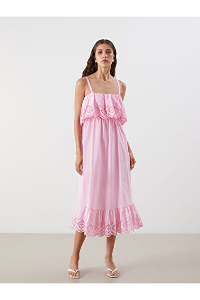 LC Waikiki Poplin Dress with Openwork Strap Waist Seat