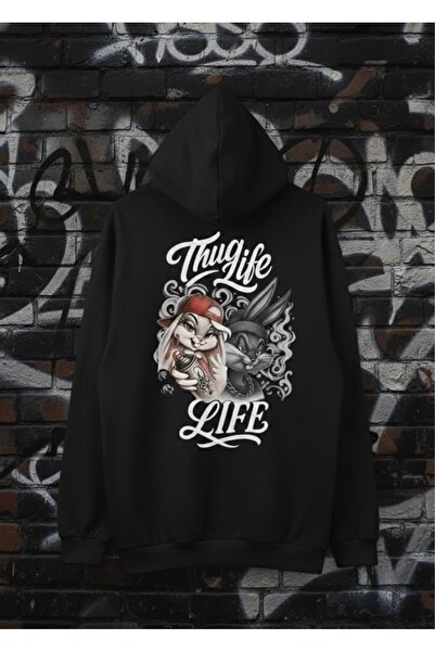 Infire clothing قصة فضفاضة هوديي ثاغ لايف مطبوع مصنوع من القطن بنسبة 100%