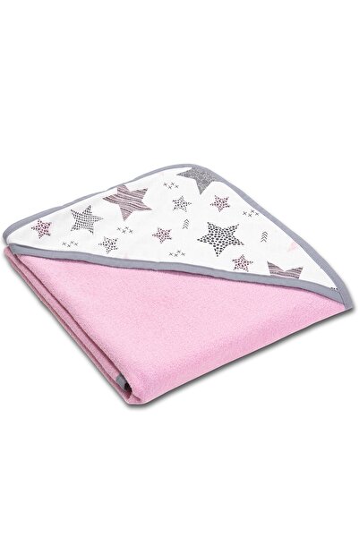 Kidizi Prosop bebe din bumbac cu gluga 90x90 cm All Pink Stars, roz, potrivit...