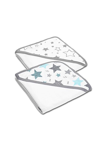 Kidizi Set doua prosoape bebelus din bumbac cu gluga 90x90 cm Galaxy Grey / A...