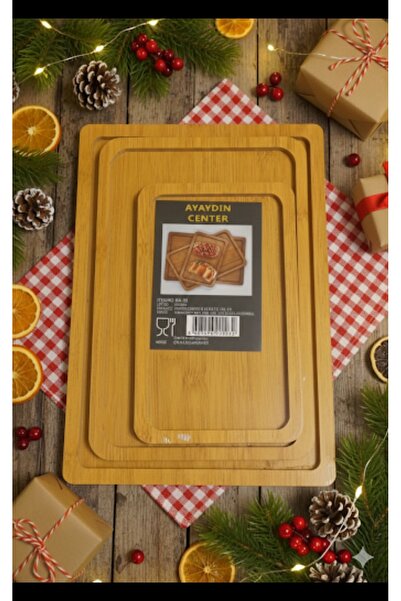 Feroniagold 3-Piece Rectangular Presentation Bamboo Plate