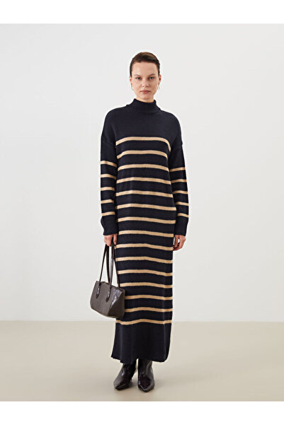 LC Waikiki Πλεκτό φόρεμα με ριγέ γιακά