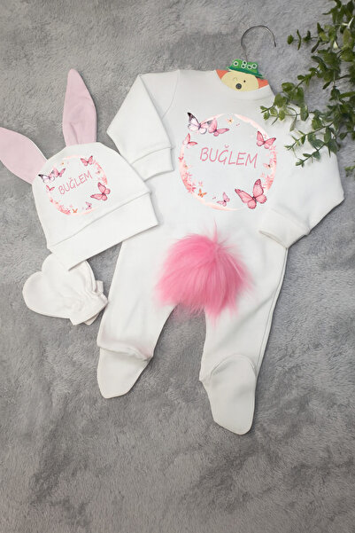 Moda Lime İsii̇name Baby Romper Set with Butterfly Pattern – Organic Cotton –...
