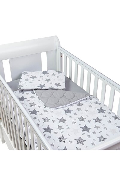 Kidizi Set lenjerie matlasata 3 piese Magic Stars Grey, include perna, plapum...