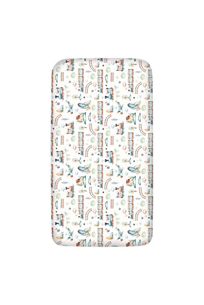 Kidizi Памук чаршаф с еластични колелца за кошара 120x60 см Choo Choo