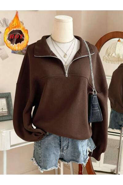 MONFİ KADIN YARIM FERMUARLI SWEATSHİRT