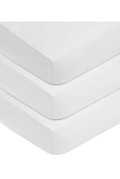 Kidizi Комплект от 3 памук чаршафа с ластик за кошара 120x60 см, бял