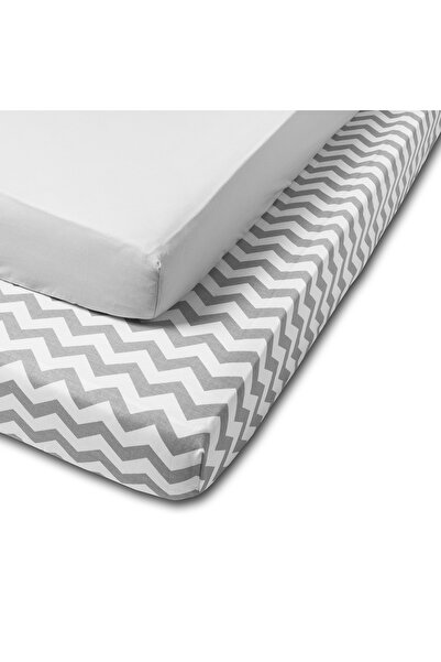 Kidizi Σετ 2 Βαμβάκι σεντόνια με λάστιχο για κούνια 120x60 εκ. Γκρι Ζιγκ Ζαγκ
