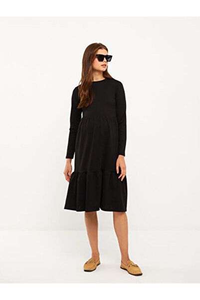 LC Waikiki Crew Neck Straight Long Sleeve Maternity Dress