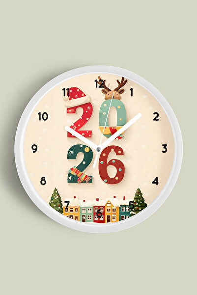 JHAAR ساعة حائط مزخرفة بطابع السنة الجديدة - هدية رأس السنة وتصميم عصري - 30 ...