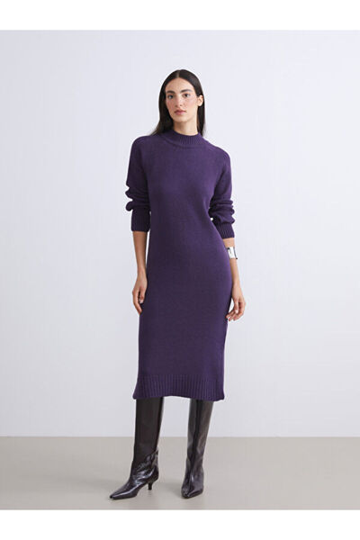 LC Waikiki Rochie din tricot cu jumătate de gât cu fantă