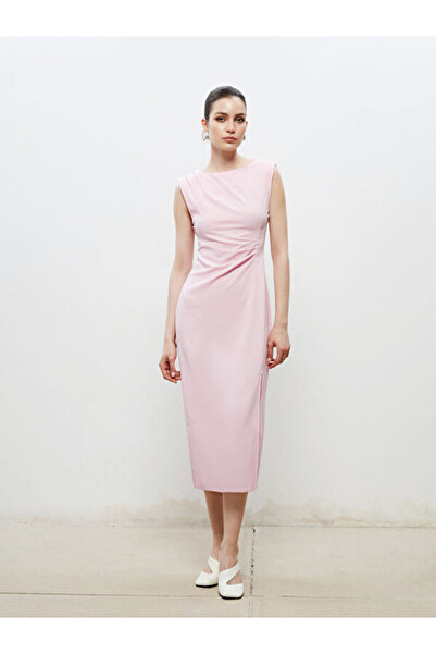 LC Waikiki Bisiklet Yaka Büzgülü Elbise