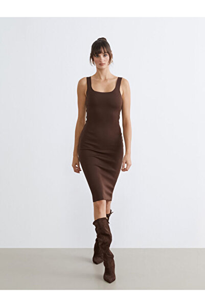 LC Waikiki Rmz Gi̇yi̇m Farkiyla Square Collar Knitwear Dress