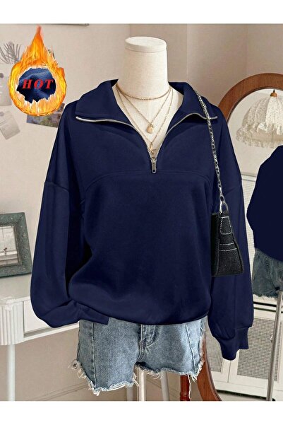 MONFİ KADIN YARIM FERMUARLI SWEATSHİRT