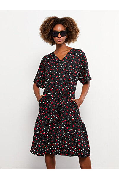 LC Waikiki V-Neck Floral Short Sleeve Dress