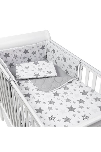 Kidizi Set lenjerie matlasata 4 piese Magic Stars Grey, include perna, plapum...