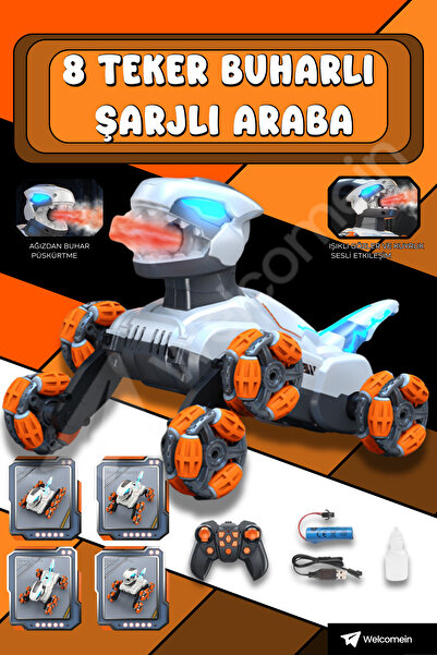welcomein 8 Teker 2.4G Şarjlı Işıklı Sesli Drift Buharlı Uzaktan Kumandalı Ro...
