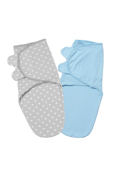 Kidizi Set of 2 adjustable diapers 0-3 months Blue Grey Stars, 100% cotton