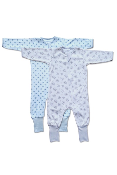 Kidizi Set 2 salopete pijama bebe cu fermoar si botosei manseta Pink Koala marime 9-12 luni, 80 cm