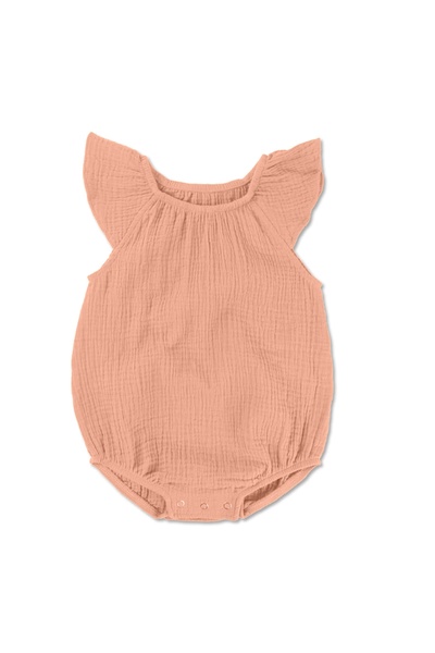Kidizi Baby muslin romper with short sleeves and ruffles Freya salmon 12-18 m...
