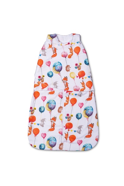 Kidizi Sac de dormit bebelusi cu interior din flanel si sistem de infasare Baloon Friends, 70 cm,...