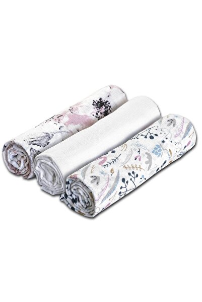 Kidizi Комплект от 3 муселинови одеяла 78x78 см Розови рози, 100% памук