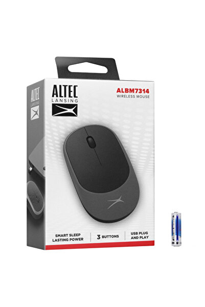 Altec Lansing Albm7314, Gri-siyah, 2.4ghz Usb, 1200dpı, Kablosuz Optik Mouse