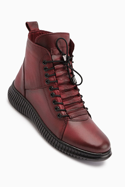 Limoya Jina Genuine Leather Burgundy Lace-Up Women's Boots