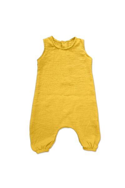 Kidizi Salopeta copii oversize din muselina fara maneci Maty curry 6-12 luni