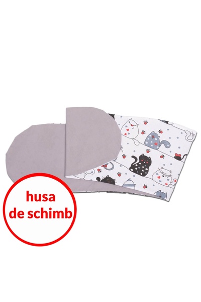 Kidizi Husa bumbac detasabila pentru Perna gravide 3 in 1 Lena, Happy Kitten