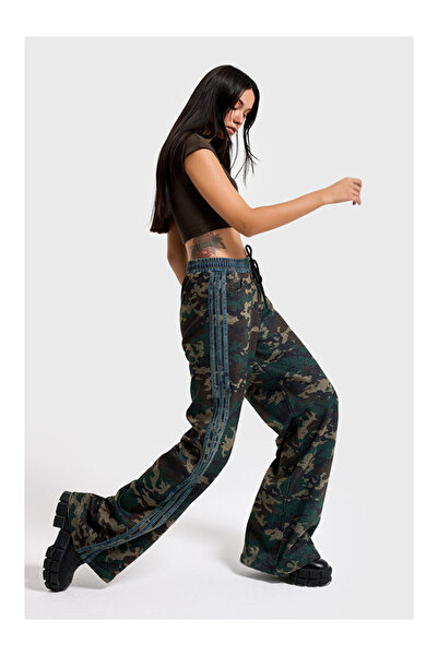 LC Waikiki Kahverengi Kadın Kamuflaj Renk Palazzo Fit Şerit Detaylı Özel Tasa...