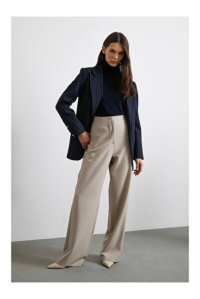 LC Waikiki Bej Yüksek Bel Geniş Paça Pantolon Vizon