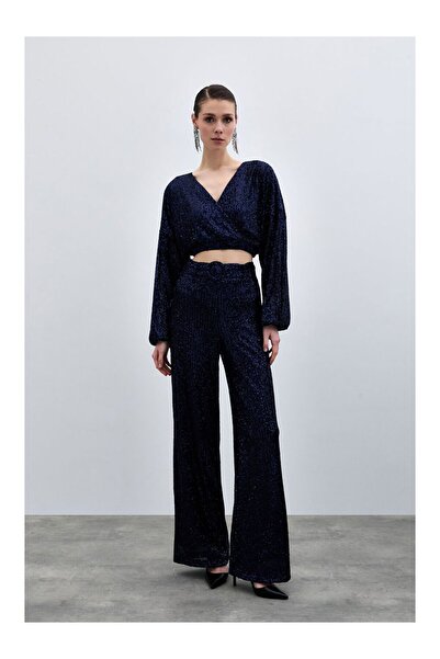 LC Waikiki Kemerli Payet Pantolon - Lacivert