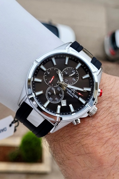 Daniel Klein Kasası Silver Kordonu Siyah Renk 24 Ay Garantili 46 mm Göstergel...