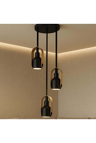 genernic مصباح معلق ثلاثي أسود - تصميم عصري أنيق، قاعدة E27، سلك قابل للقص بطول 2 متر
