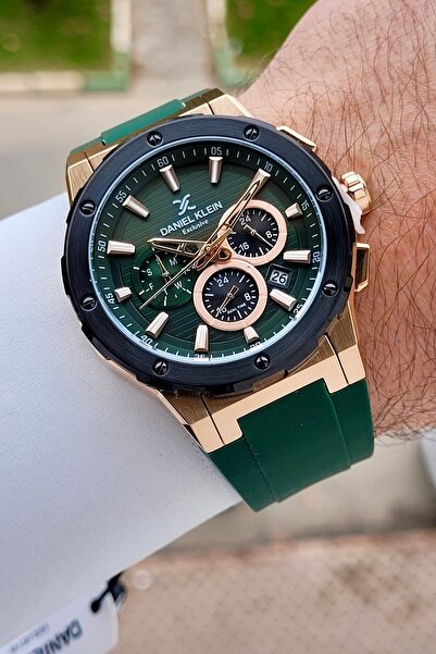 Daniel Klein Kasası Rose Kordonu Yeşil Renk 44 mm İç Göstergeleri Aktif Takvi...