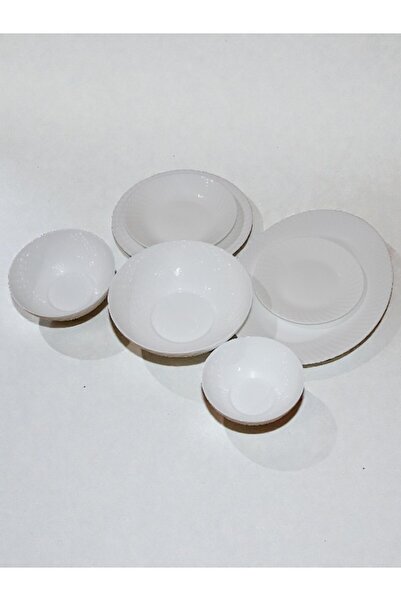 WDA Kitchenware Textured Dinner Set – 27 Pieces | White Round Plates & Bowls
