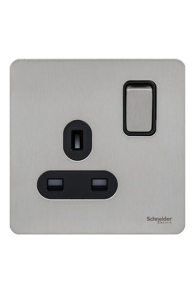 SCHNEIDER مقبس مفتاح أحادي من الفولاذ المقاوم للصدأ بدون براغي، 13 أمبير، فضي...