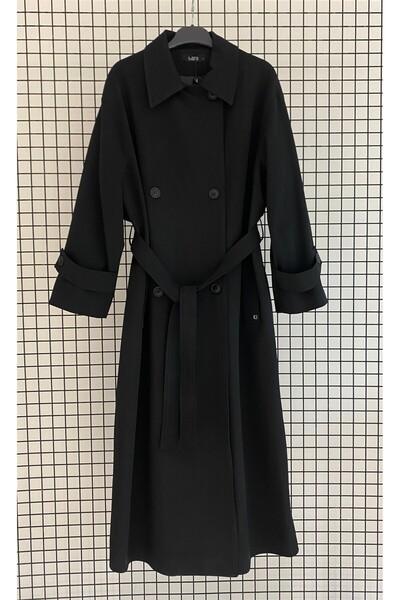 Armine Trend New Season Gabardine Viscose Fabric Top Coat with Back and Sleeve Detail