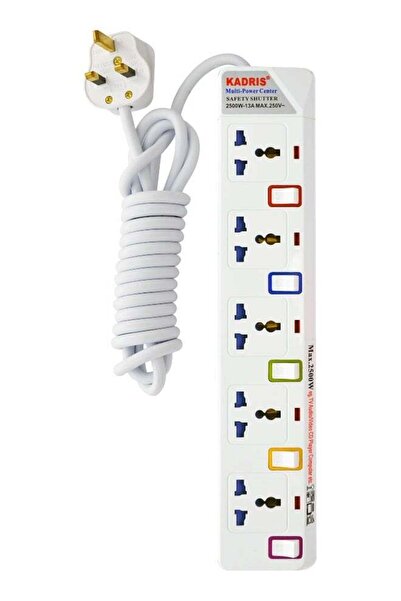 Kadris شريط الطاقة 915 شديد التحمل، سلك تمديد بخمسة منافذ مع مفاتيح فردية، وط...